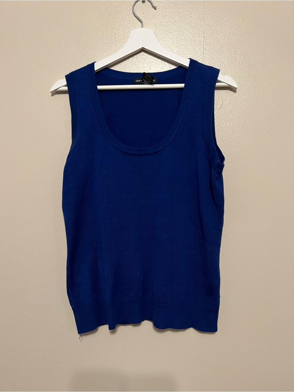 cobalt blue scoop neck sleeveless knit sweater tank